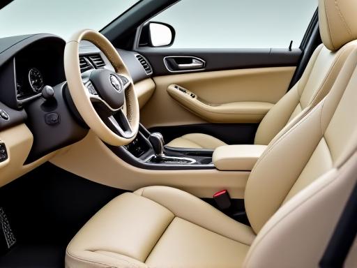 Interni in pelle beige di un'auto di lusso perfettamente puliti e curati, con dettagli immacolati.